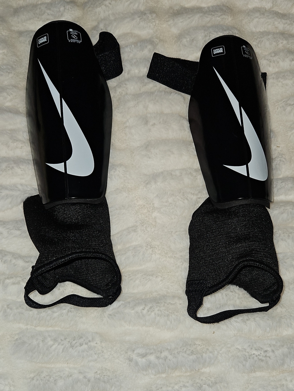 Nike Black & White Soccer Shin Guards with Ankle Sleeves